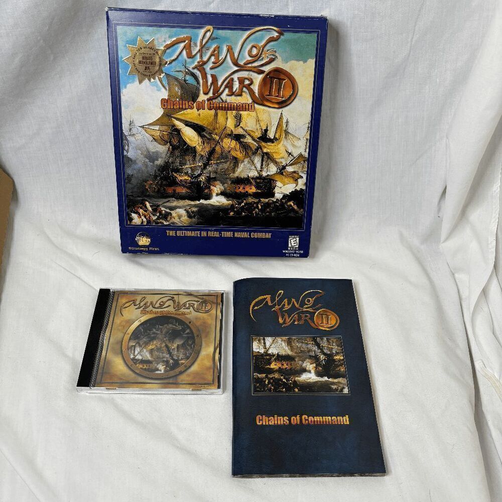 Rare MAN OF WAR II 2 CHAINS OF COMMAND Naval Combat Sim PC Big Box